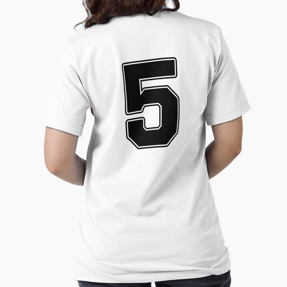Jersey Number 5 / Player Shirt Number Five (Black with Black Outline) by STUDIO-72