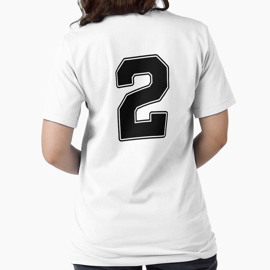 Jersey Number 2 / Player Shirt Number Two (Black with Black Outline) by STUDIO-72