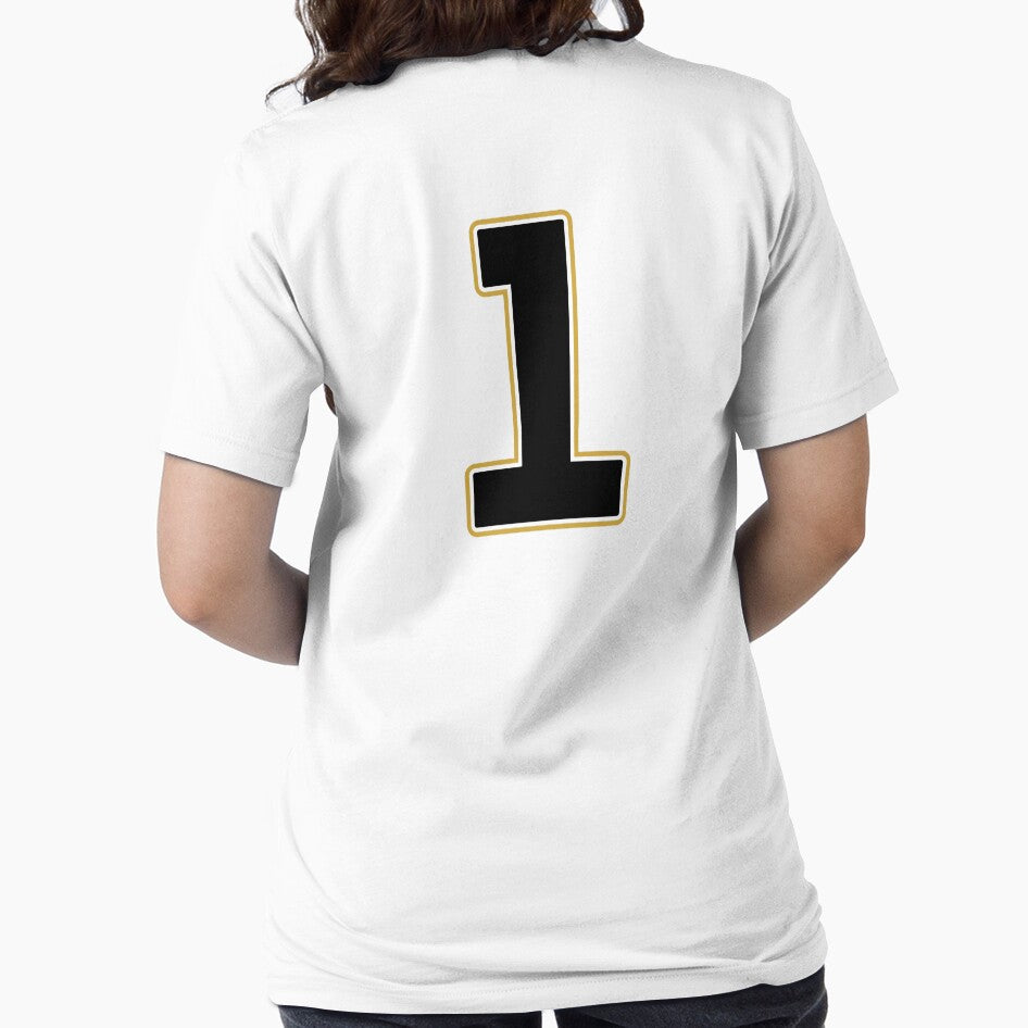Jersey Number 1 / Player Shirt Number One (Black with Gold Outline) by STUDIO-72