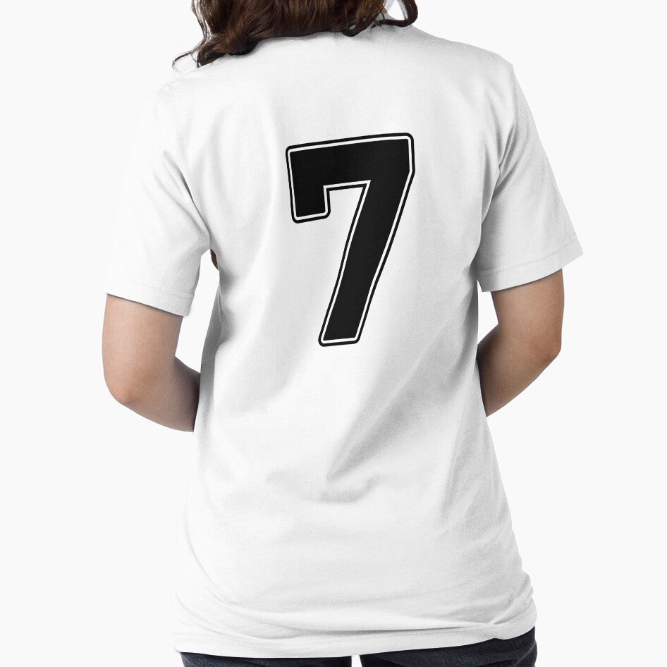 Jersey Number 7 / Player Shirt Number Seven (Black with Black Outline) by STUDIO-72