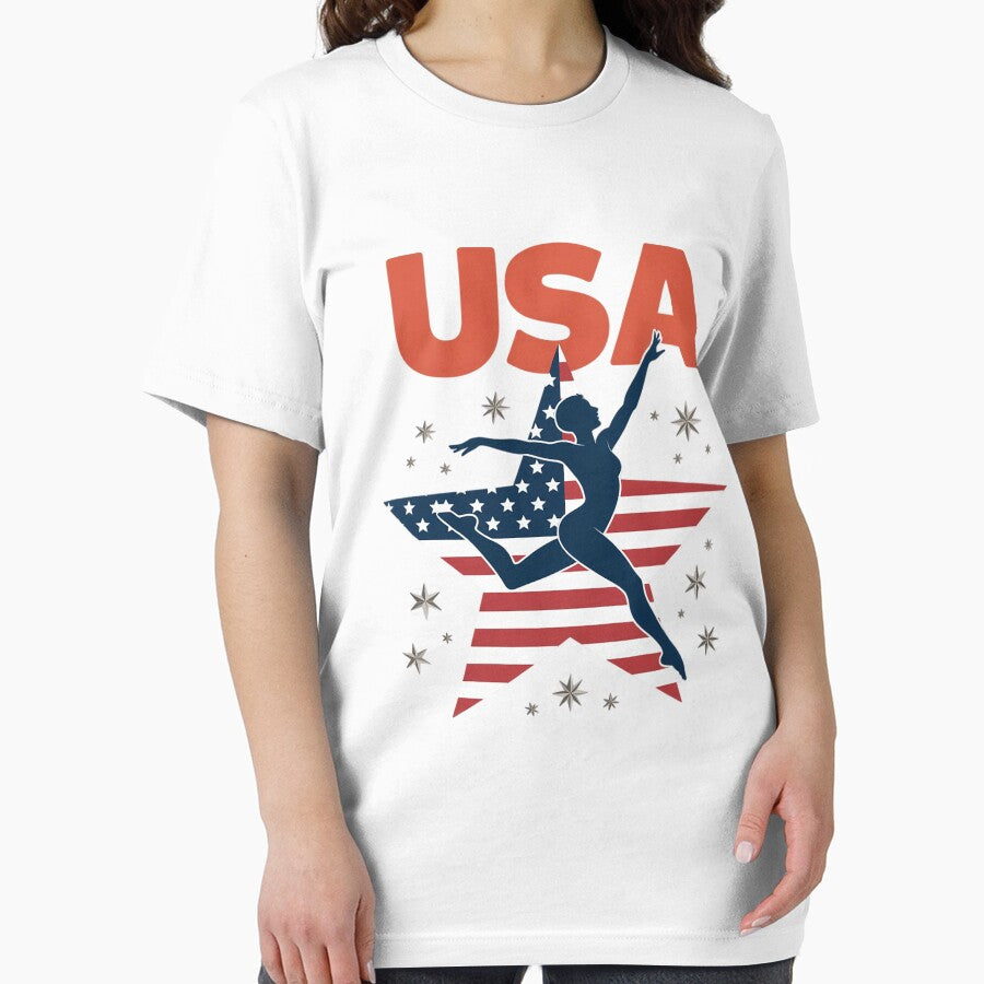 Girls Gymnastics American Flag Star Patriotic USA Gymnast by petrichorsworld