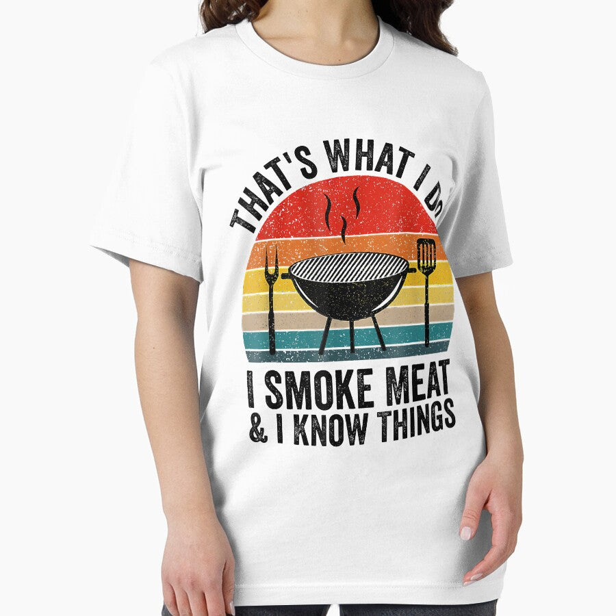 I Smoke Meat And I Know Things Funny BBQ Smoker Pitmaster by AaronWeedo