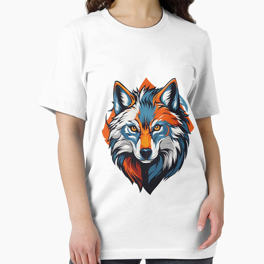 Blue and Orange Vector Style Wolf Logo by NordicBadger