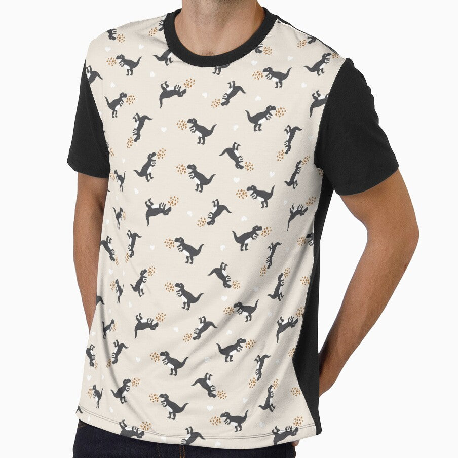 Cute dinosaurs in charcoal and boho brown by Erin Kendal by Erin Kendal
