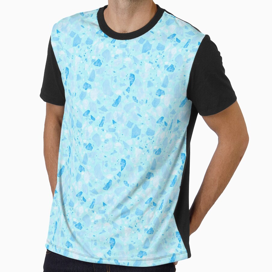 Soft Blue Monochromatic Terrazzo Pattern by Bumblefuzzies
