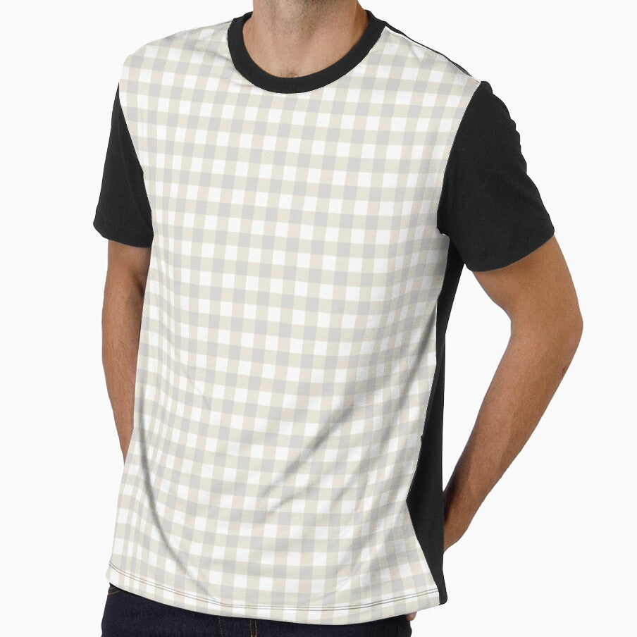 Beige and White Gingham Checkered Pattern for Decor by BriSher