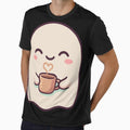 Minimal Kawaii Ghost Coffee Cute Aesthetic by Hauntingly Cute