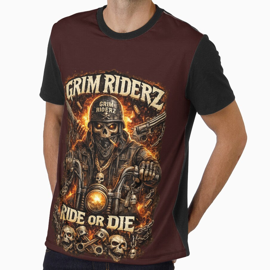 Grim Riderz Ride or Die Biker Skull Art by Med-th-ewolf