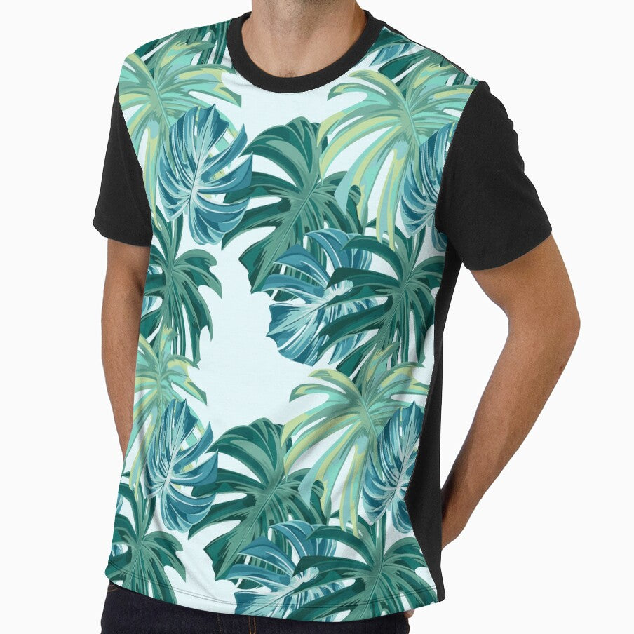Green and Blue Tropical Leaves Pattern by Jaydee001