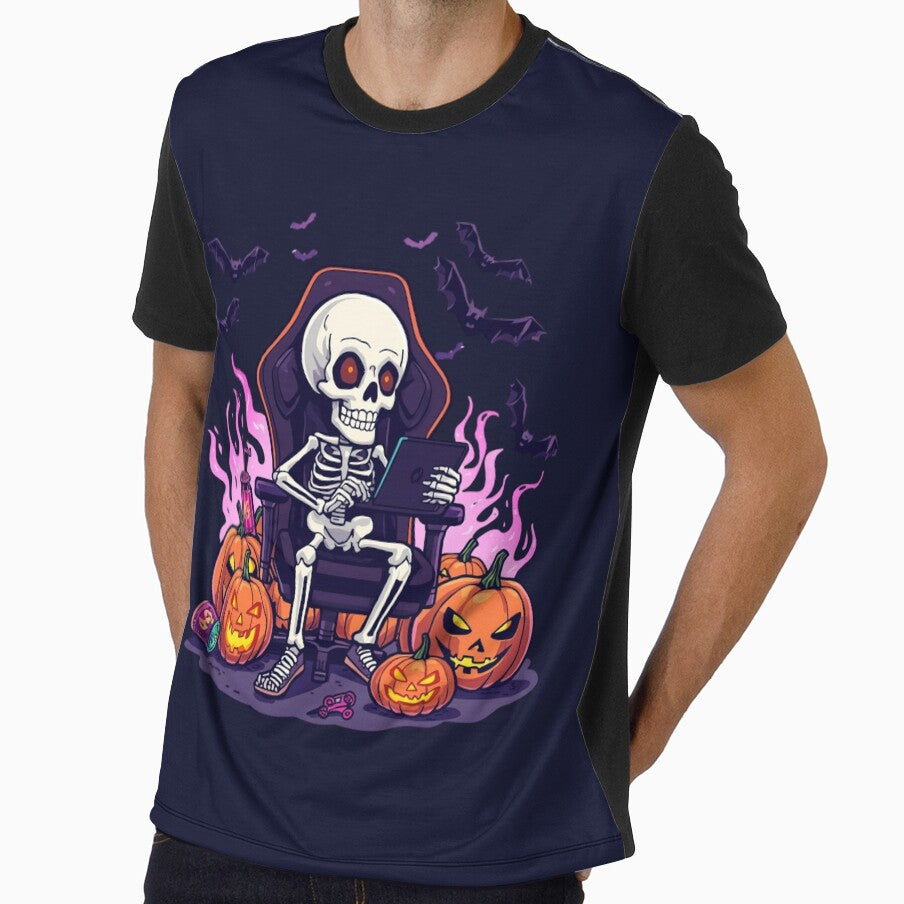Funny Gamer Skeleton Cute Halloween Video Game Lover Gift by KhadijaBatool38