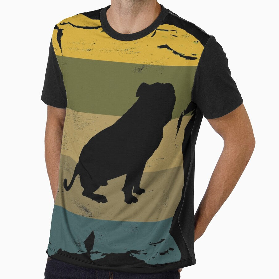 American Bulldog Distressed Vintage Retro Silhouette by DoggyStyles