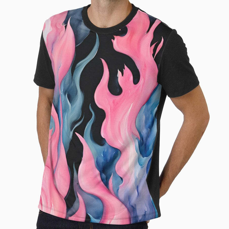 Watercolor Pink and Blue Flames Painting Pattern by dreamscrape