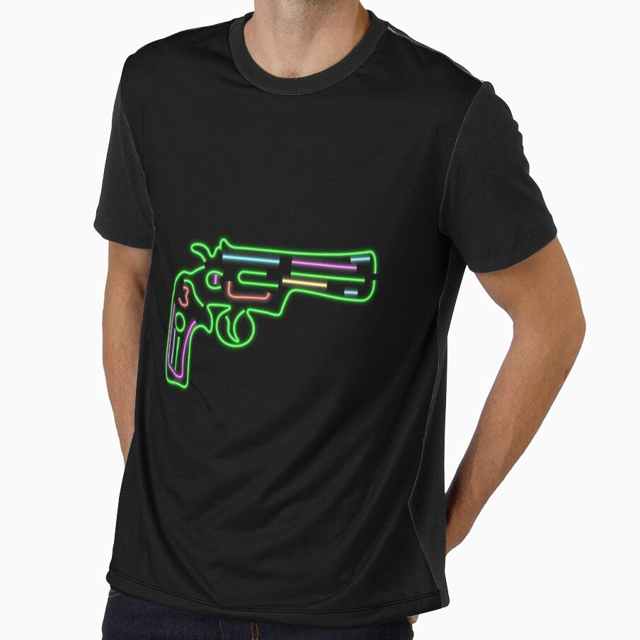 Neon gun. Design for black t-shirts. by Galina Kostyaeva