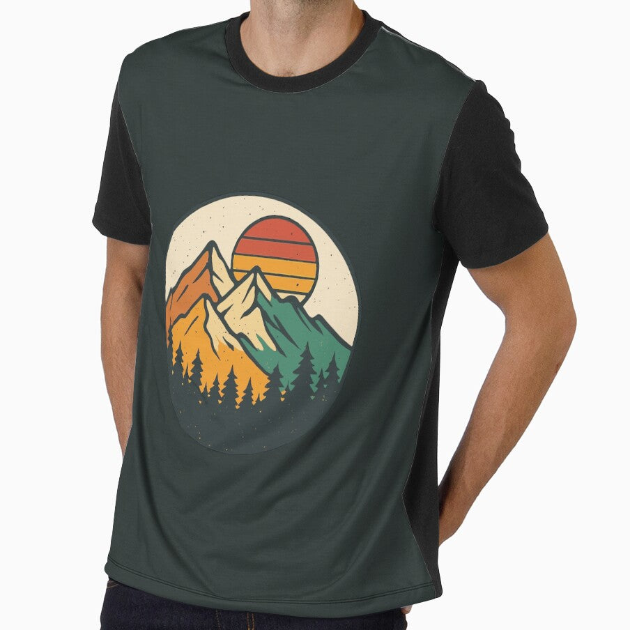 Retro Mountains with Trees by Colorsandpixels