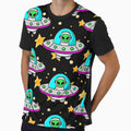 Alien Spaceship Cartoon Stars Pattern by BettySpicer