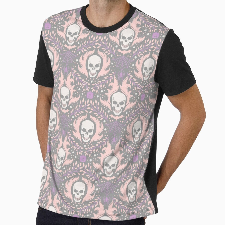 Damask Halloween - Pastel on Gray by latheandquill