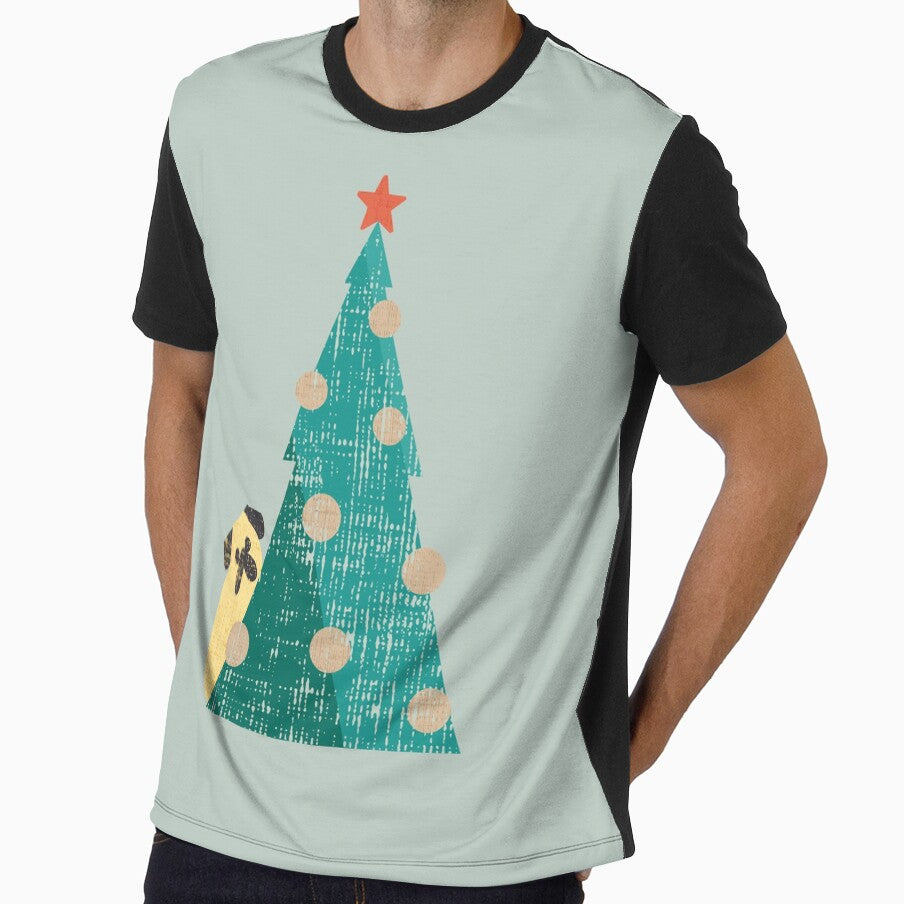 Minimal Christmas Pug by Huebucket