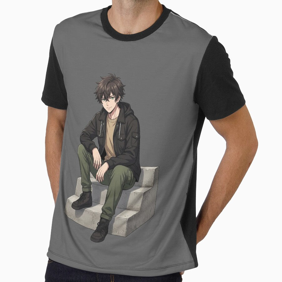 KAIRO Sitting Anime Streetwear Character – Urban Chill Style by Brightstudio00