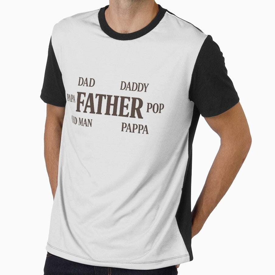 Father Dad Daddy Papa Pop Word Cloud Funny Fathers Day Gift T-Shirt by VaultVibes