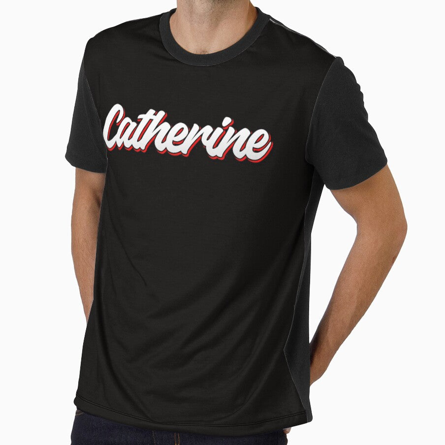 Retro Catherine Name Label (Black) by KACIIBARN Unisex , , , Long Sleeve Tee