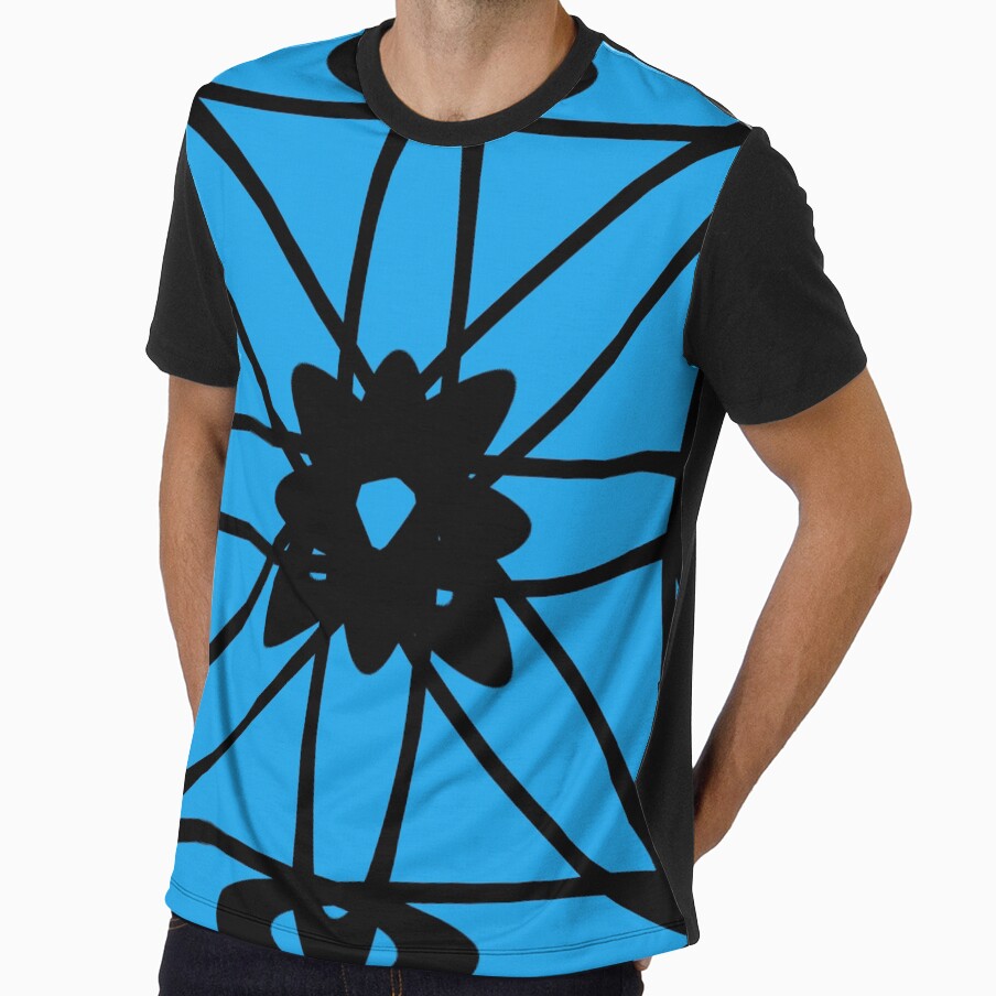 This is picture of the shape and flowers  line drawing blue background by JK1989