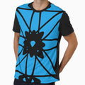This is picture of the shape and flowers  line drawing blue background by JK1989