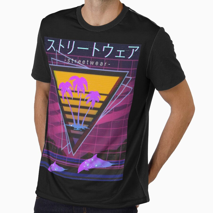 Vaporwave Paradise Palm Trees Space Dolphins Otaku Gift by VaporwaveAnime
