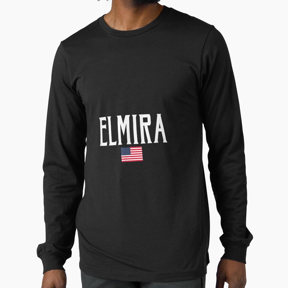 Elmira Ny American Flag Vintage White Text by 77tara