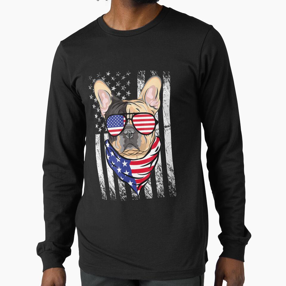 Bulldog American Flag Patriotic Bulldog Dog 4th Of July by tashiav
