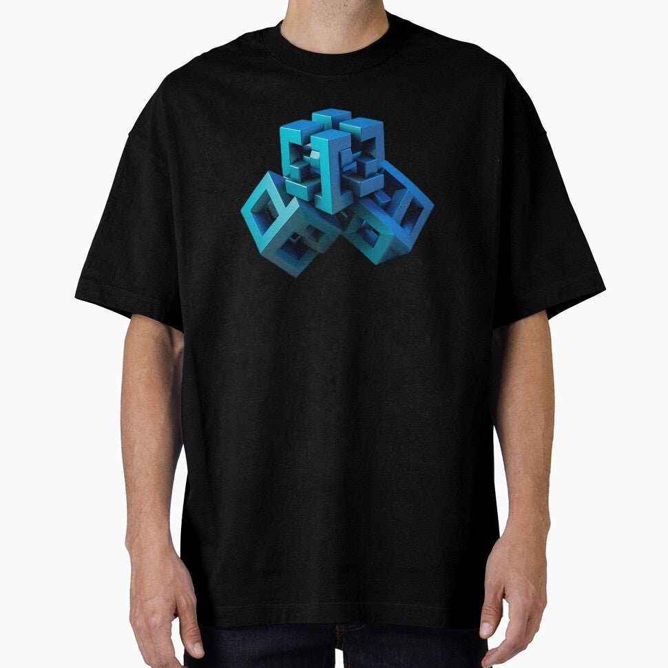 Geometric blue cubes by Geotopica