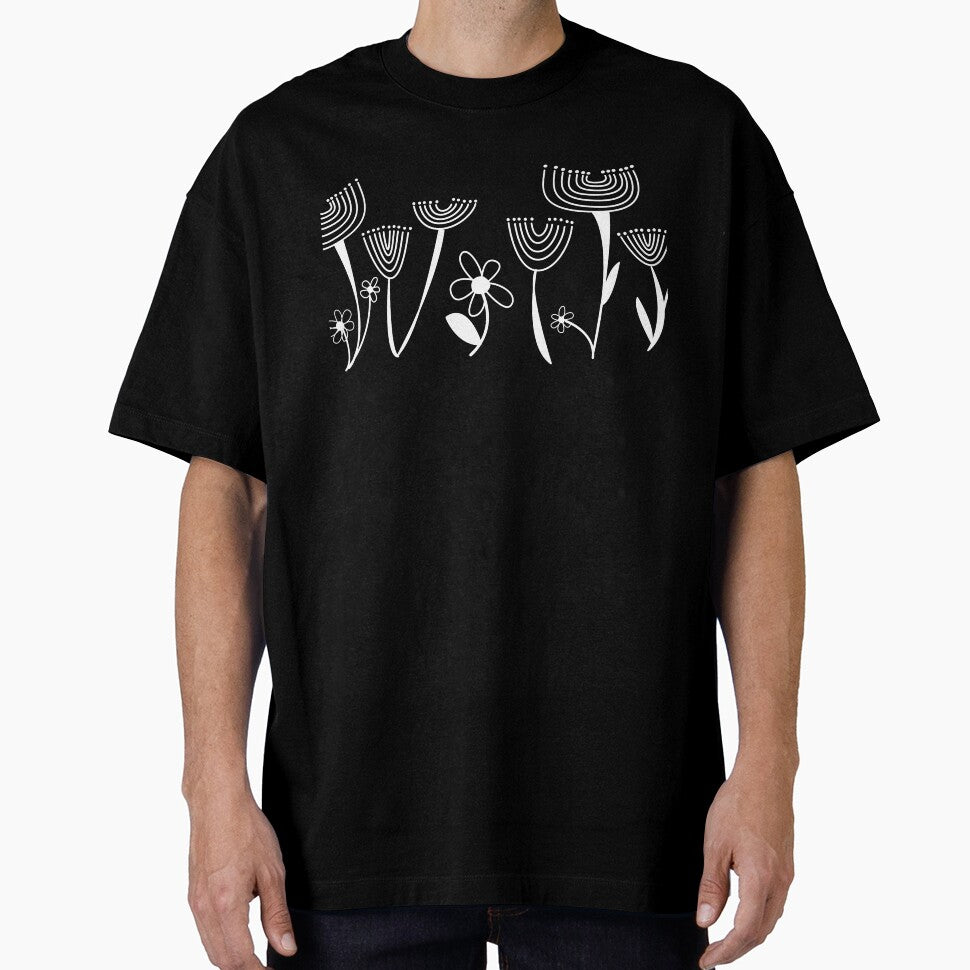 Simple, abstract, artsy graphic dusky pink drawn flowers floral sketch - Caroline Laursen Original by Caroline Laursen