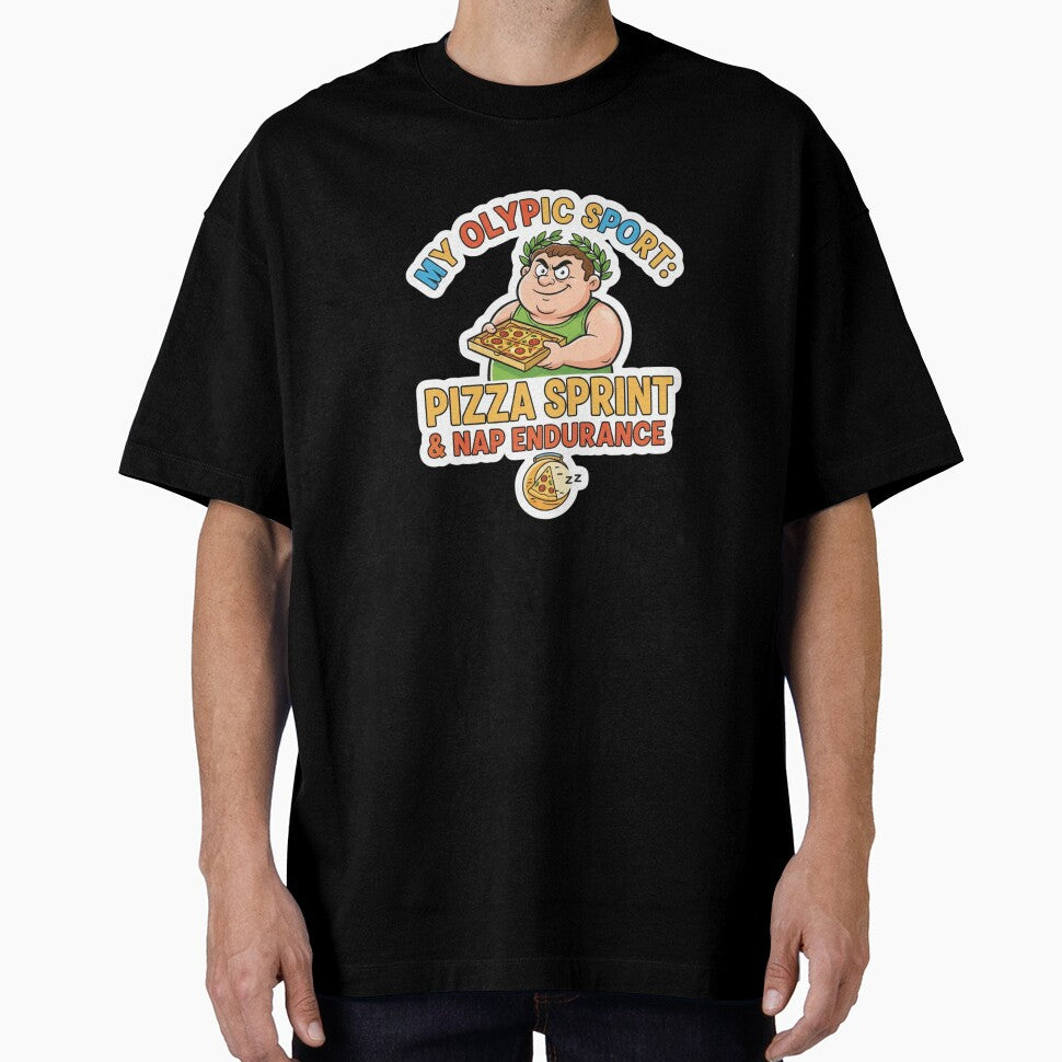 My Olympic Sport: Pizza Sprint & Nap Endurance – Funny Food Lover T-Shirt & Sticker Design by Sushikidsntod