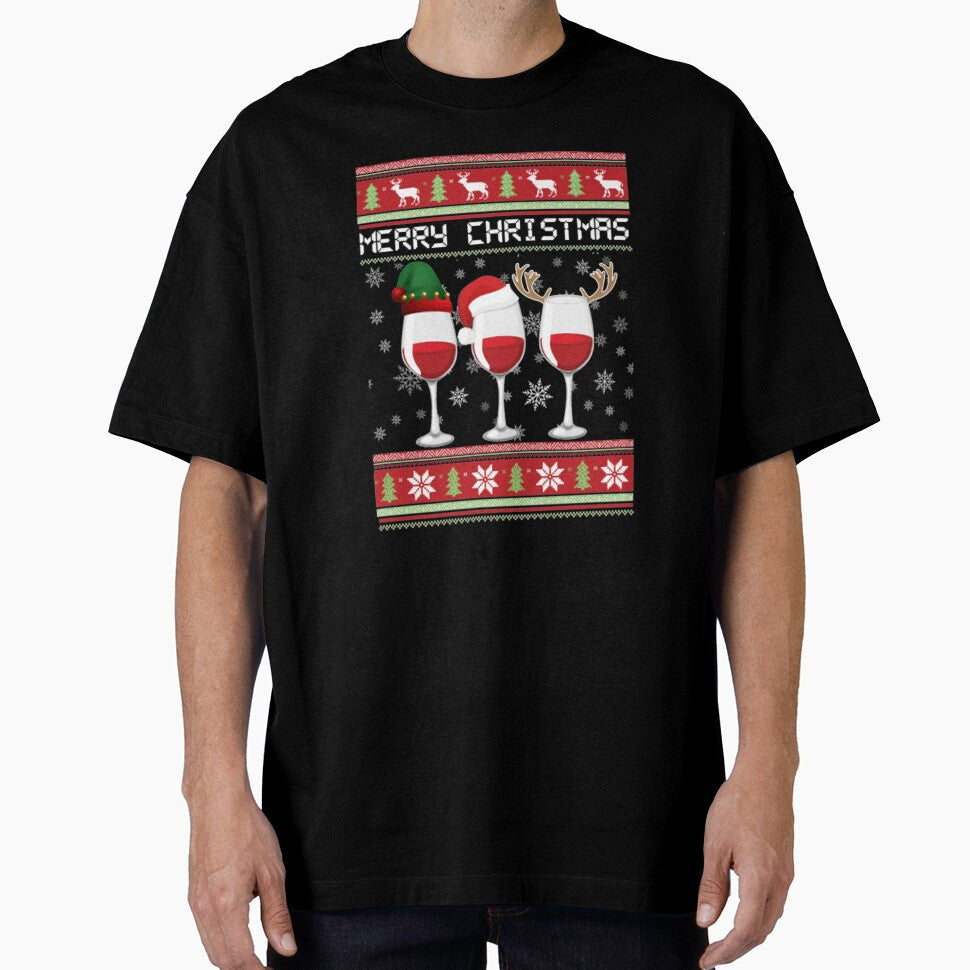 Deer Horn Wine Glass christmas by ClamenTaon Unisex , , , Long Sleeve Tee
