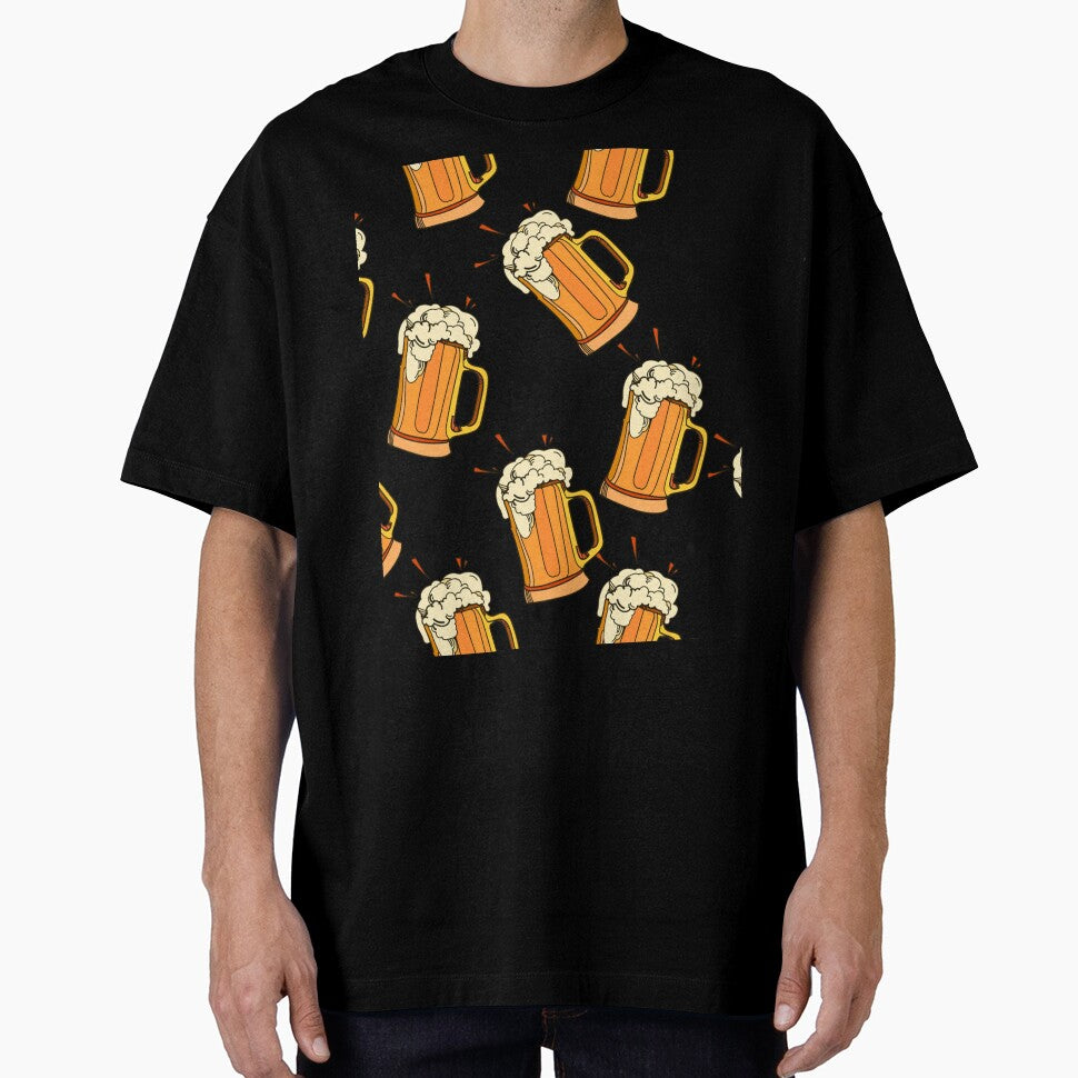 Vector seamless pattern glass of beer by Huynhdesign Unisex , , , Long Sleeve Tee