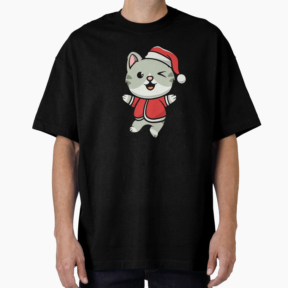 Cute happy cat on Christmas cartoon illustration by cubbone