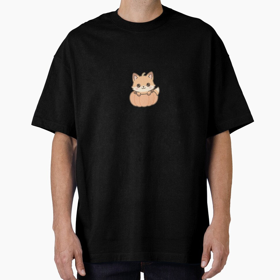 Kawaii Fox in Pumpkin – Cute Chibi Autumn Design by Meow-WoofDesign Unisex , , , Long Sleeve Tee