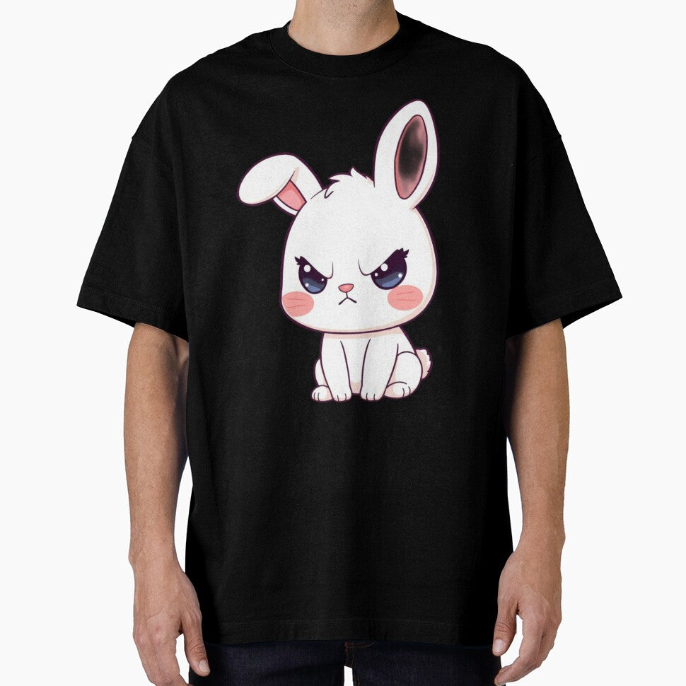 Angry Cute Bunny Kawaii Illustration ? | Chibi Rabbit PNG Design for Stickers, T-Shirts & Gifts by CozyPops