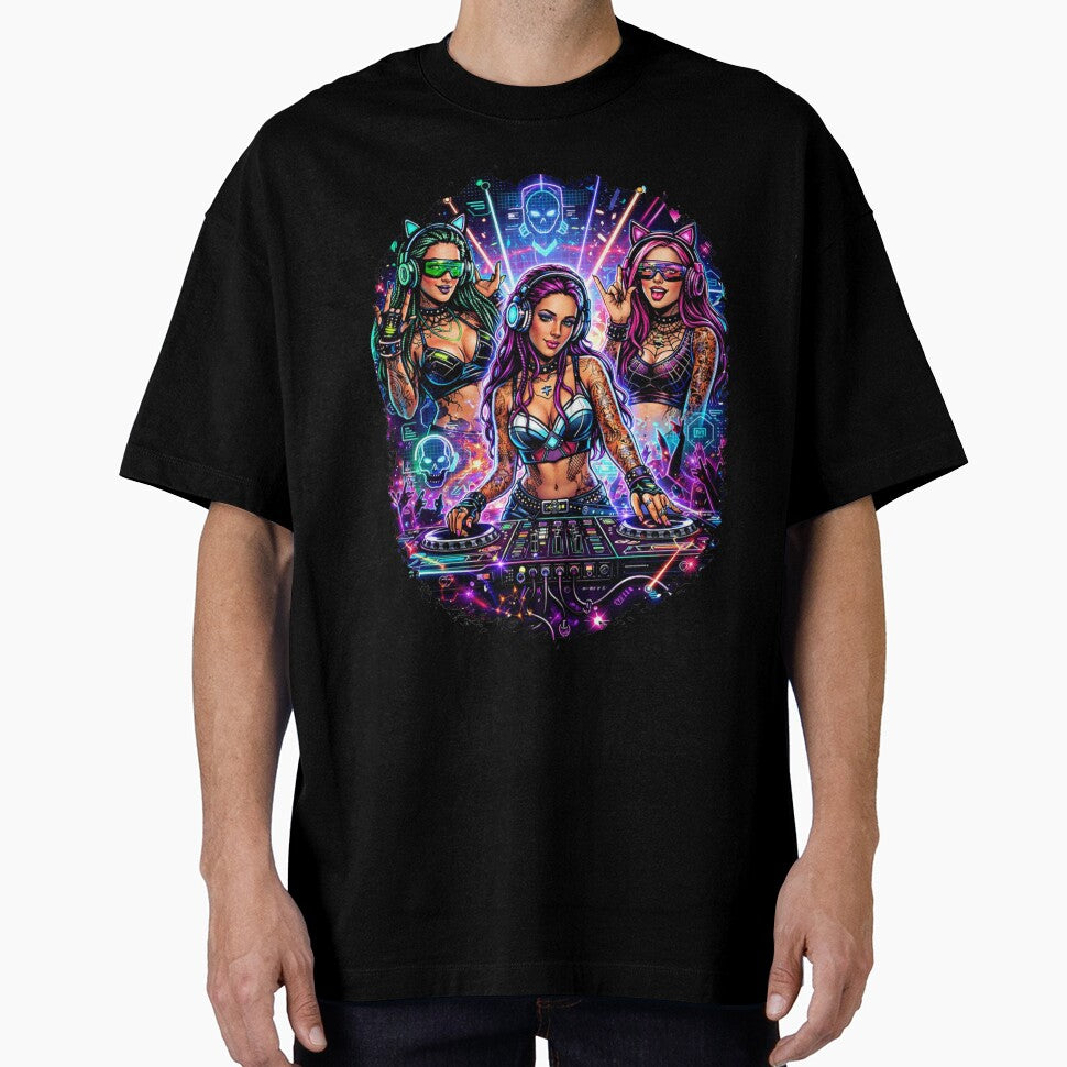 Cyberpunk DJ Neon Rave Girls by HIGHSQUARE