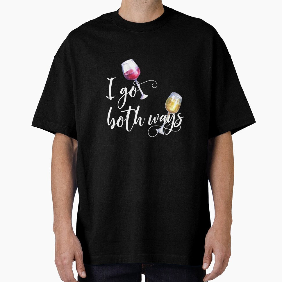I Go Both Ways Red White Wine Lover by ColorFlowArt Unisex , , , Long Sleeve Tee