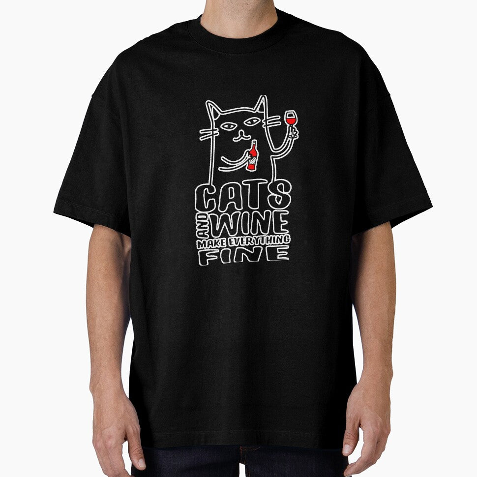 Cats Wine Make Everything Fine Funny by gonzales6422