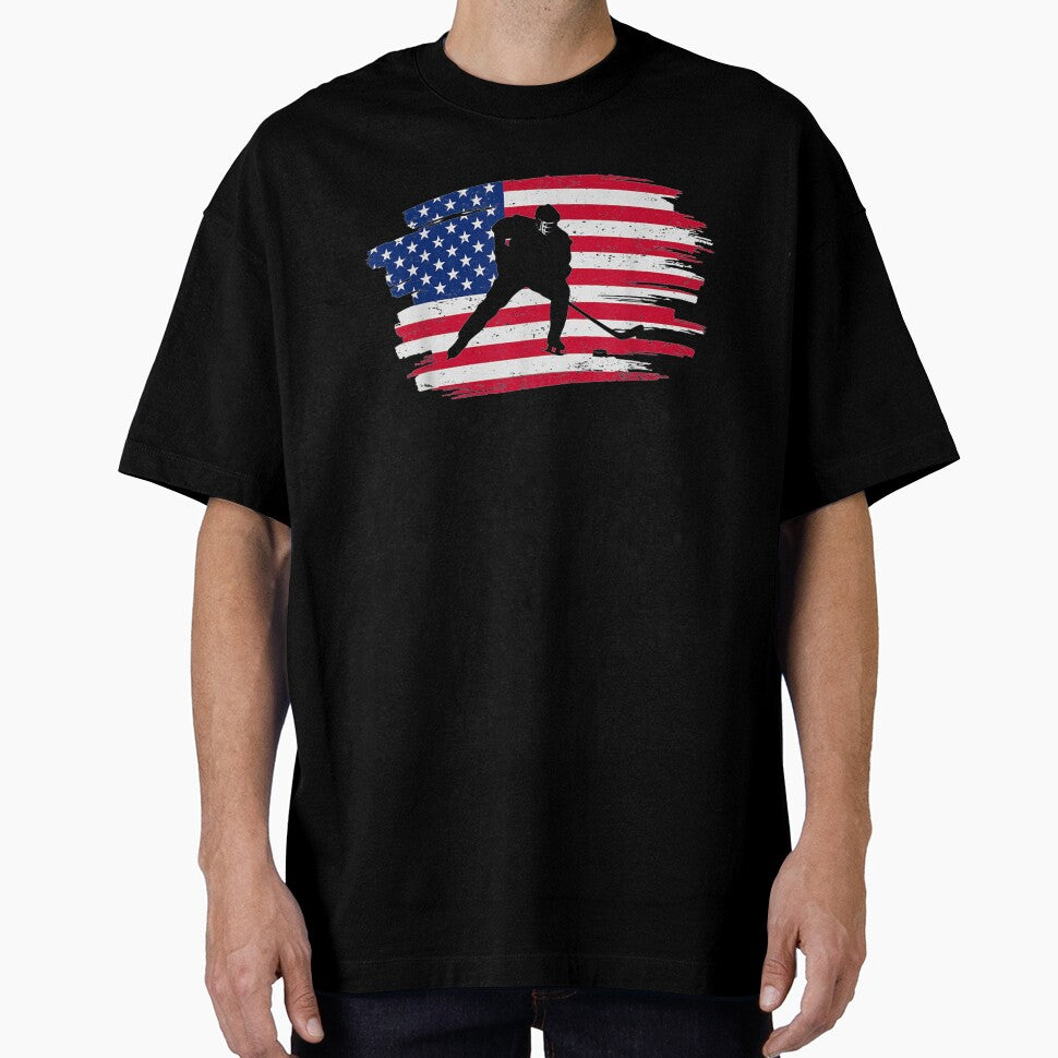 Retro Vintage American Flag Hockey 4th Of July by tolivia