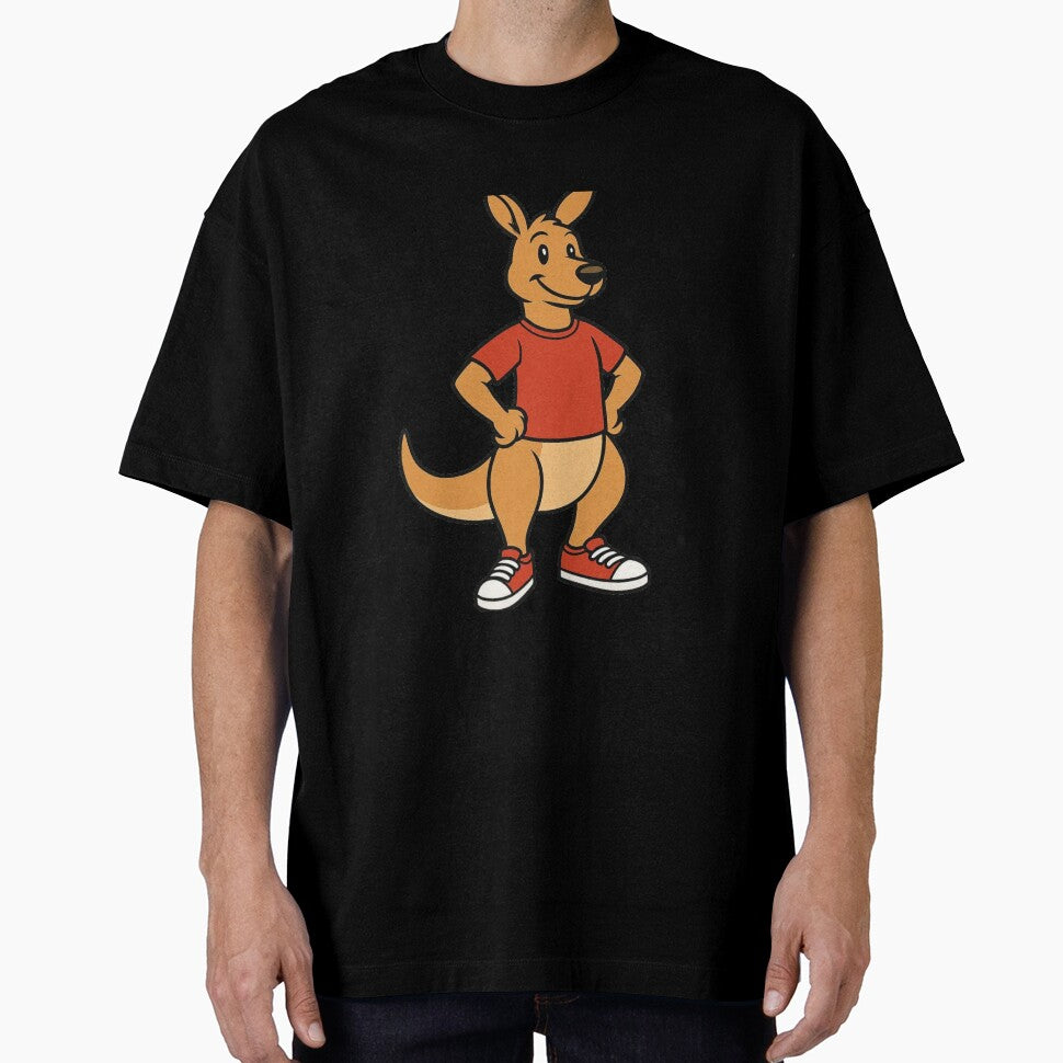 Kangaroo in Red T-Shirt – Fun Cartoon Style by Confuzz1ed