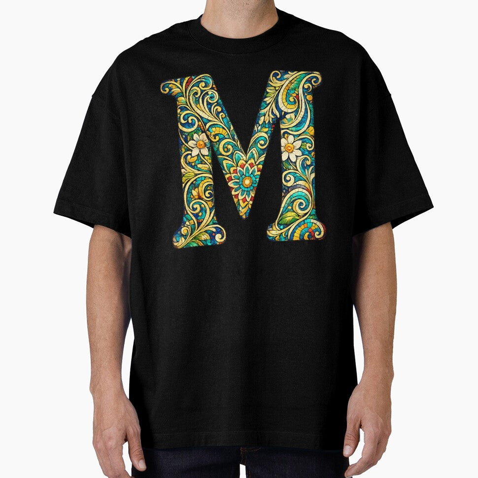 Magic Floral Letter M – Ornate Vintage Monogram Design by Les-Ink-Studio