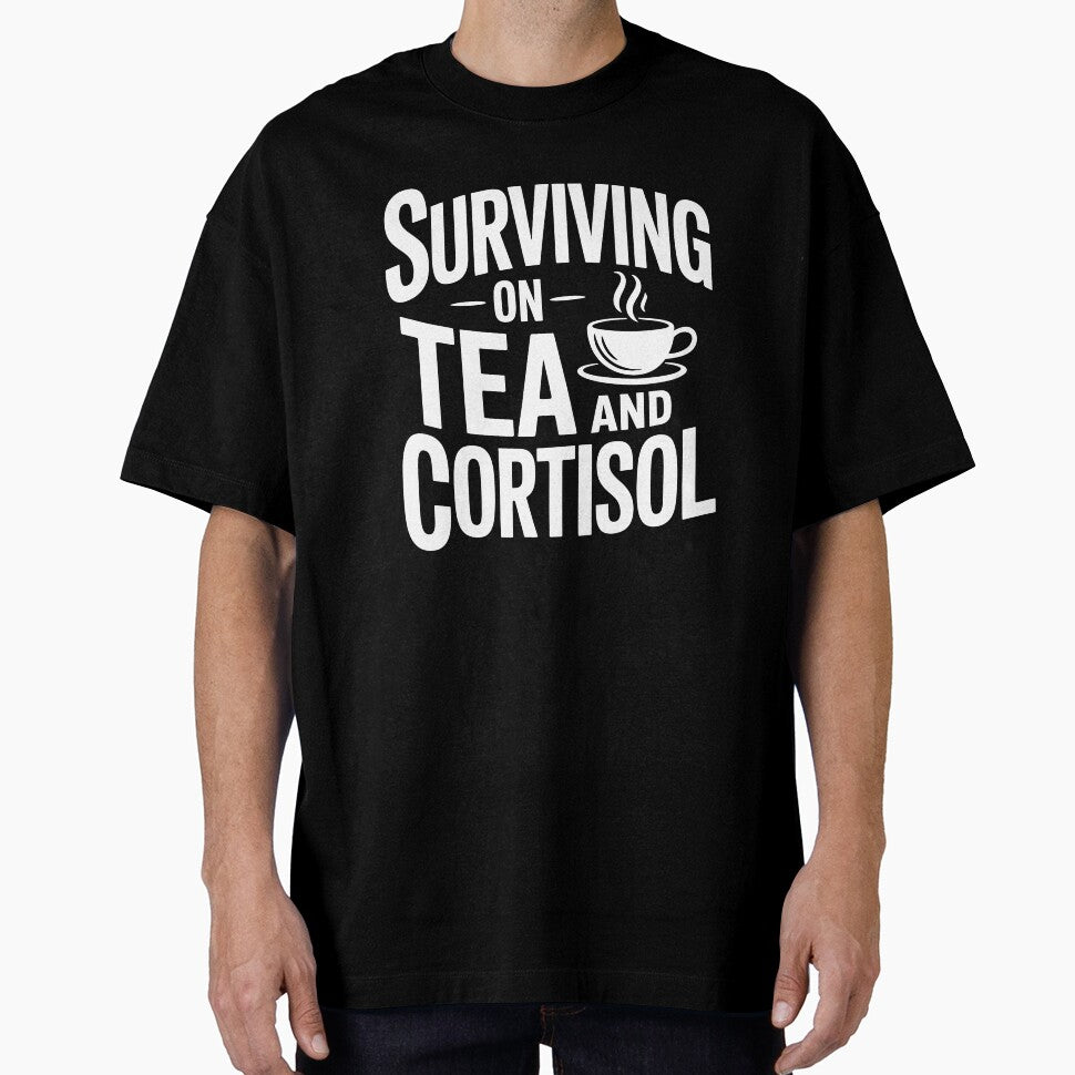 Surviving On Tea And Cortisol Funny British Stress Gift by Say It With Ink