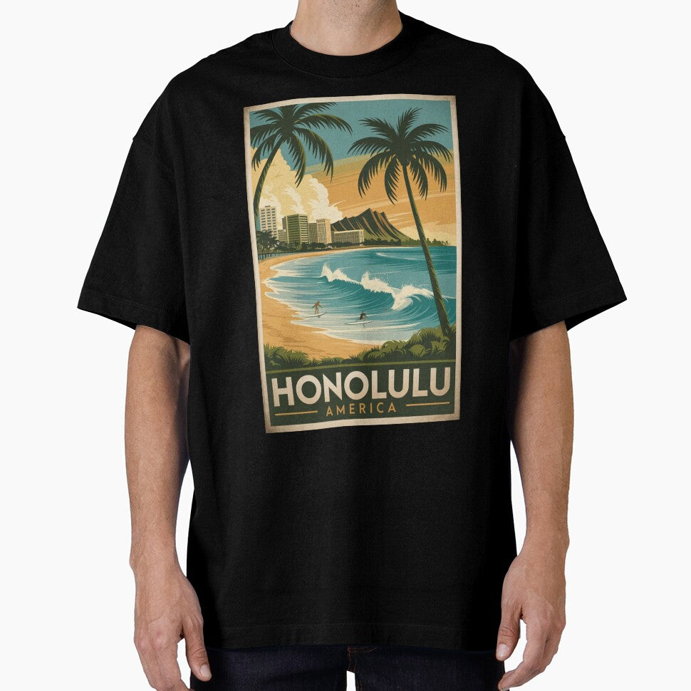 Honolulu Vintage Travel Poster by TravelerRat