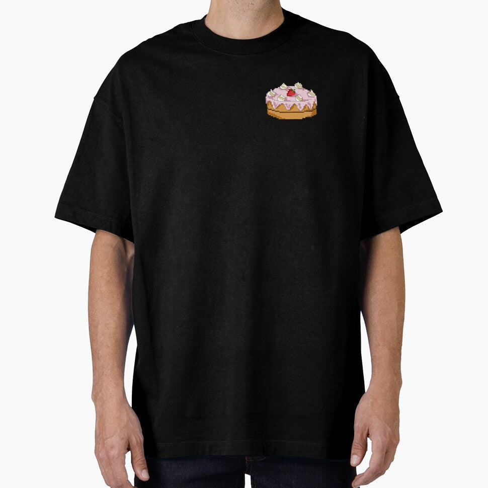 Strawberry pink cake pixel art by Gabriele Marcucci Unisex , , , Long Sleeve Tee
