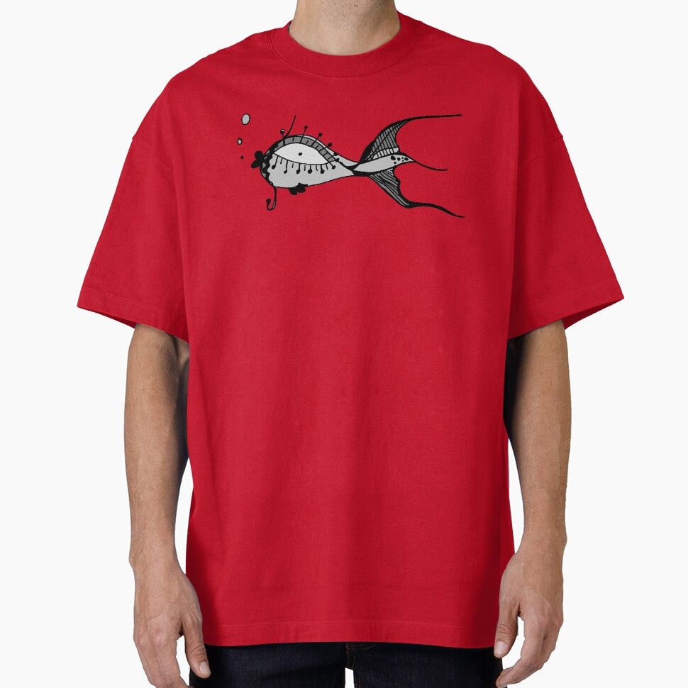 The Odd Fish — Ornate Ink Illustration Grayscale by zzaim