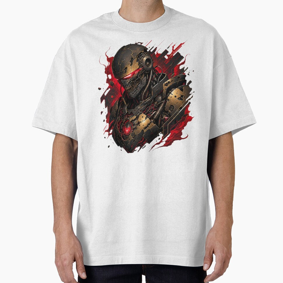 Crimson Visor Cybernetic Robot Streetwear Graphic by Samael&