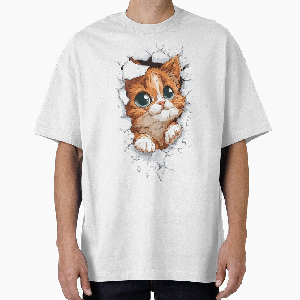 Cute Ginger Kitten Breaking Through Paper by Moody Vibes Studio