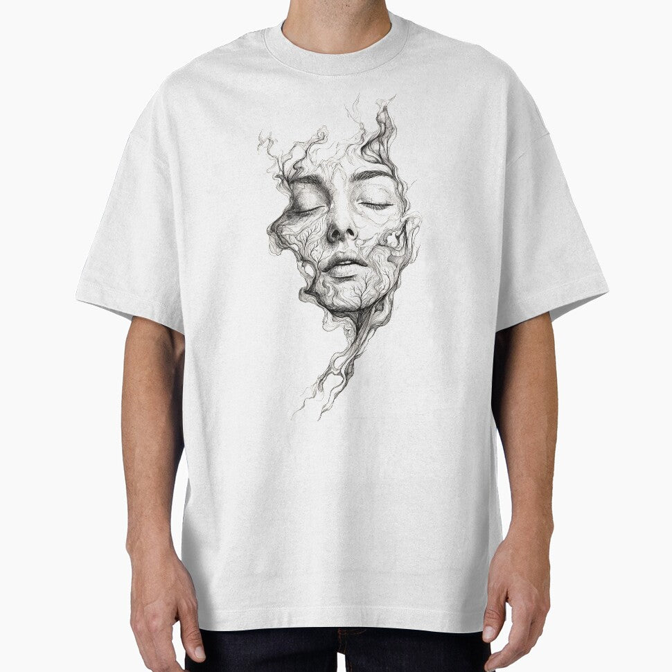 Ethereal Smoke Face – Surreal Line Art Portrait by Silent.Lines